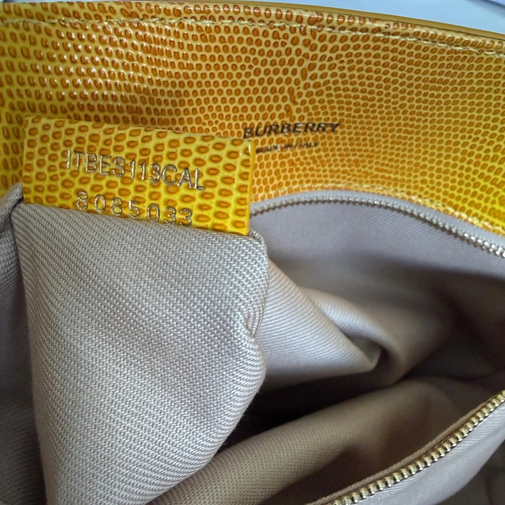 Burberry London Tote Bag Yellow Lizard Embossed Leather Shopper Handbag New‎